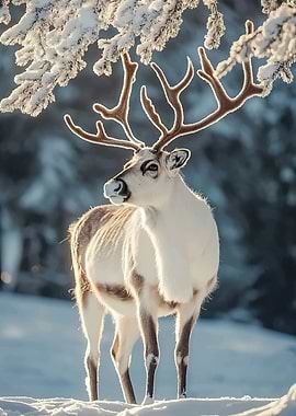 Reindeer in a Snowy Forest