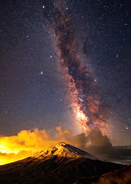 Milky Way Over Snow-Capped Mountain