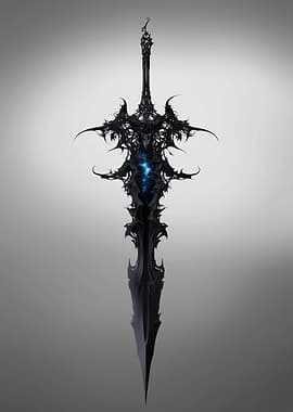 Dark Fantasy Sword with Blue Energy