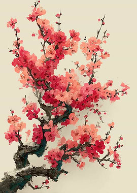 Japanese Plum Blossoms Painting