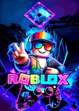 Roblox Gamer with Neon Glow