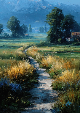 Path through a sunlit meadow
