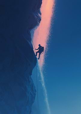 Rappelling down a waterfall