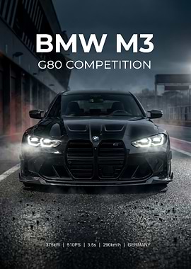 black BMW M3 G80 Competition poster