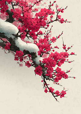 Cherry Blossoms in Snow