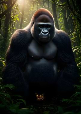 Majestic Gorilla in Lush Jungle