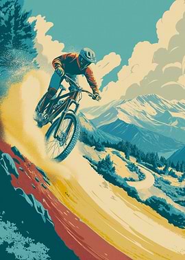 Mountain Biker Descending a Steep Trail