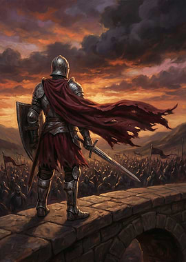 Knight Standing Before an Army