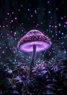 Magical Glowing Mushroom Forest