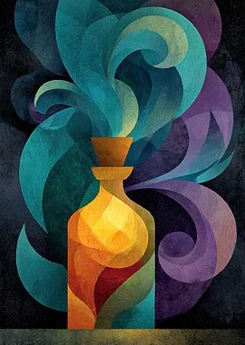 Abstract Potion with Swirling Smoke