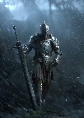 Knight in a Snowy Forest