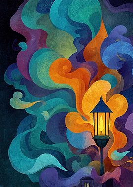 Mystical Lantern in Swirling Colors