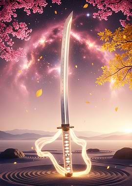 Samurai Sword in Zen Garden