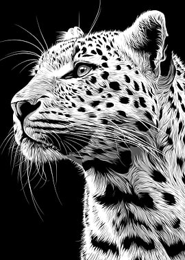 Black and White Leopard Portrait
