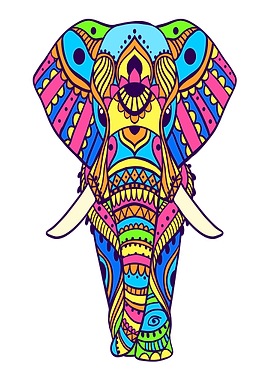 Colorful Elephant Mandala Art