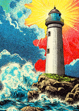 Lighthouse Pop Art Comic Illustration
