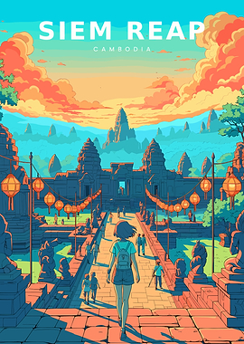 Siem Reap Cambodia Travel Poster