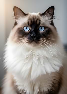 Ragdoll Cat with Blue Eyes
