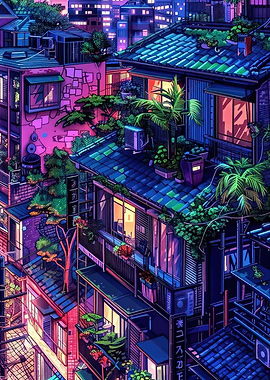 Neon Cityscape at Dusk