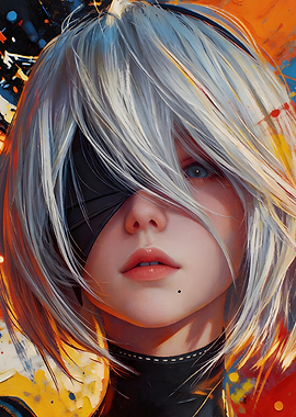 Close-up of 2B from NieR:Automata