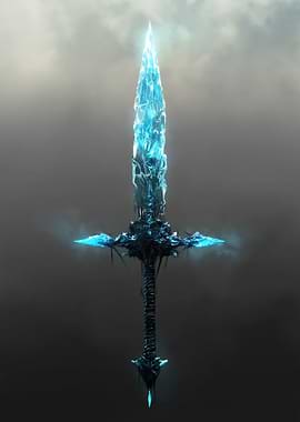 Ice Sword with Glowing Blue Energy
