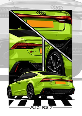 Audi RS 7 Lime Green Illustration