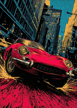 Red Vintage Sports Car Illustration