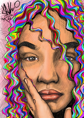 Vibrant Curly Hair Portrait