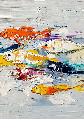 Impressionistic School of Fish Painting