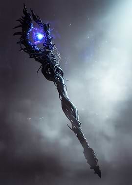 Dark Magic Staff with Blue Orb