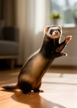 Ferret standing on hind legs