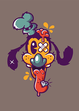 Cartoon Dog with Diamond Tongue