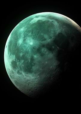 Ethereal Teal Moon in Darkness