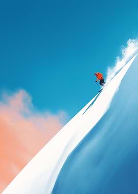 Skier on a Snowy Slope