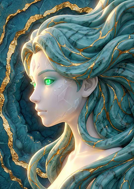 Fantasy Woman with Gemstone Hair
