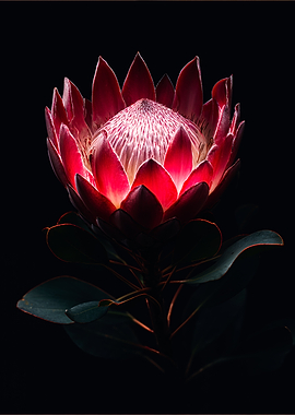Moody King Protea Macro Portrait
