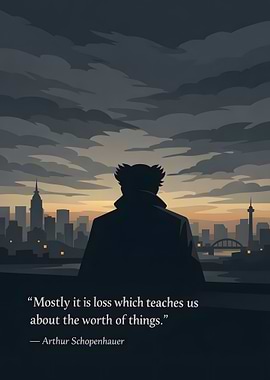 Man overlooking city at dusk