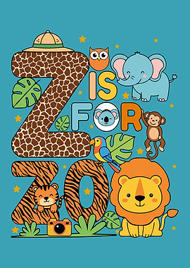 Cute Zoo Animals Alphabet Art