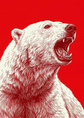 Crimson Roaring Polar Bear