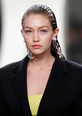 Gigi Hadid in Black Blazer and Yellow Top