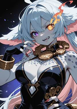 Anime Character with Fiery Eye