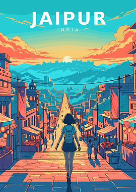Anime Style Jaipur Street Scene
