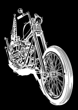 White Motorcycle on Black Background