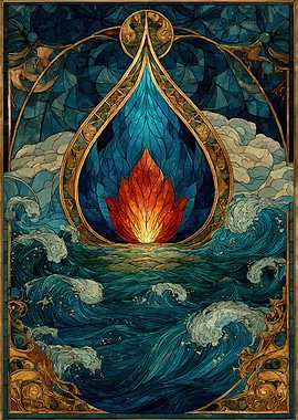 Stained Glass Water and Fire Lotus