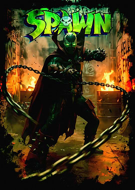 Spawn in a fiery alley