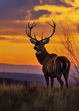 Majestic Deer at Sunset