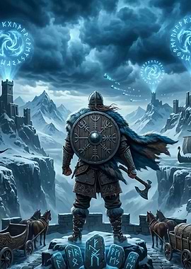 Viking Warrior in Snowy Landscape