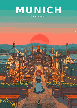 Munich Germany Anime Poster