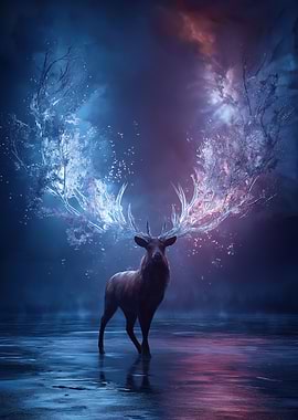 Majestic Stag with Crystal Antlers