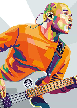 Flea with Bass Guitar in Pop Art Style